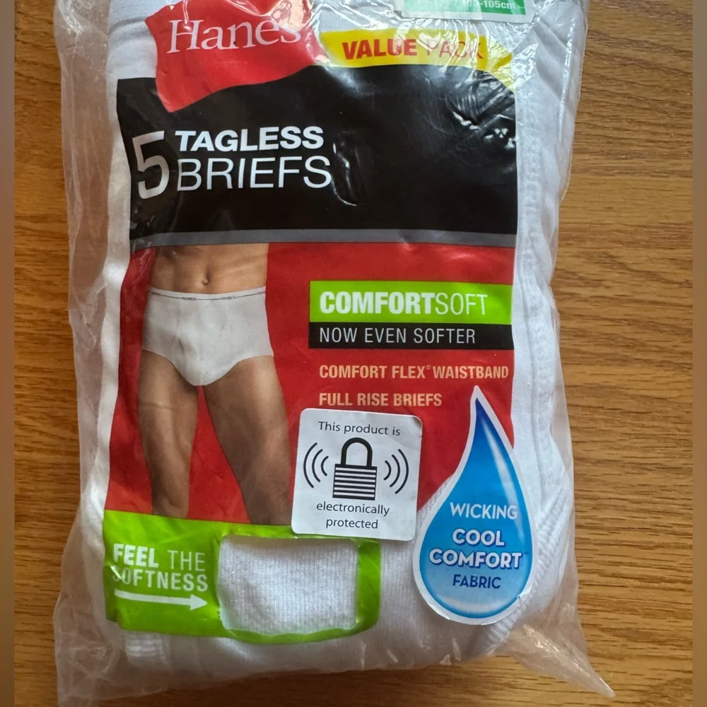 New 5 Pack of Hanes Mens Tagless Briefs Cool Comfort Underwear Size XL XG 40-42